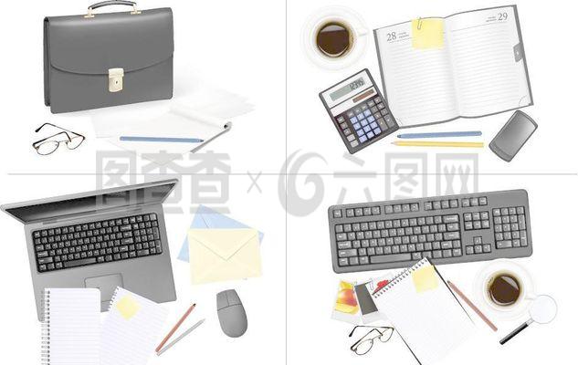 筆記本咖啡辦公用品圖標圖片